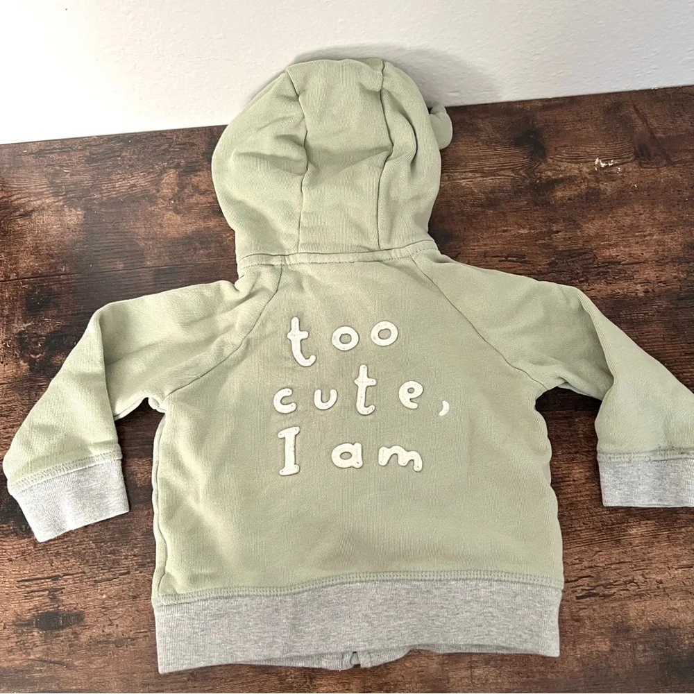 GAP DISNEY Kid's Baby Yoda Green Zip Up Hooded Jacket Size 12-18 M